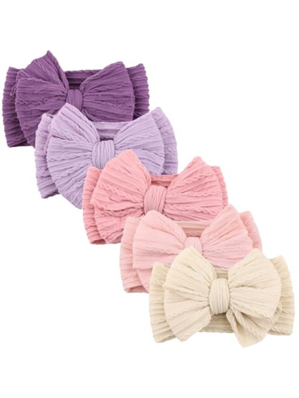 Baby Girl Bow Headbands 5 pk Nylon Stretchy Soft Newborn Infant Hair Accessories